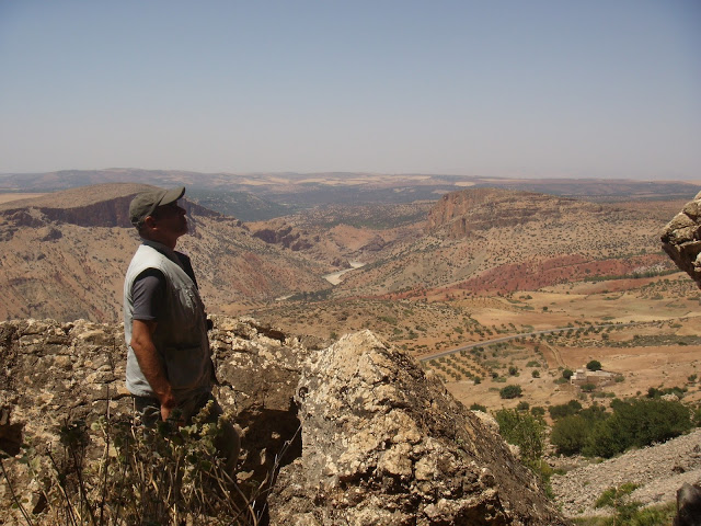 Rachid El Khamlichi in the Atlas Mountains. Note the immense rugged landscape of this part of Morocco.